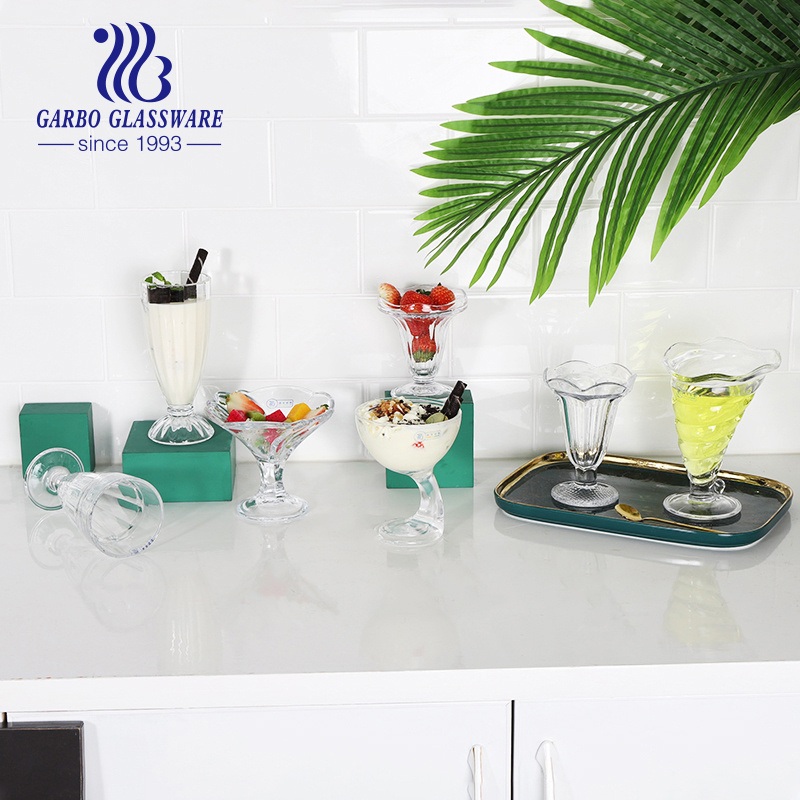 Factory Stock Clear 300ml Ice Cream Sundae Glass Cup Glass Serving Bowl Engraving Glass Bowl Clear Glass Ice Cream Cup – Ice Cream Glass Cup and Sundae Cups price
