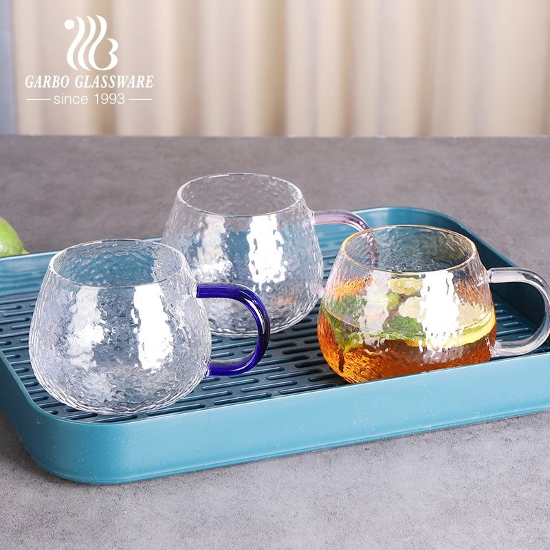 High Borosilicate Heat Resistant Tea Cup Coffee Glass Mug with Solid Colored Handle – Water Glass Mug and Drinking Glass Cup price