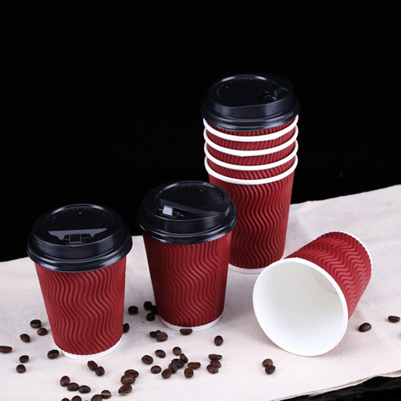 Printed Logo Paper Cup Mug Ripple Wall Paper Disposable Cup – Paper Cup and Coffee Cup price