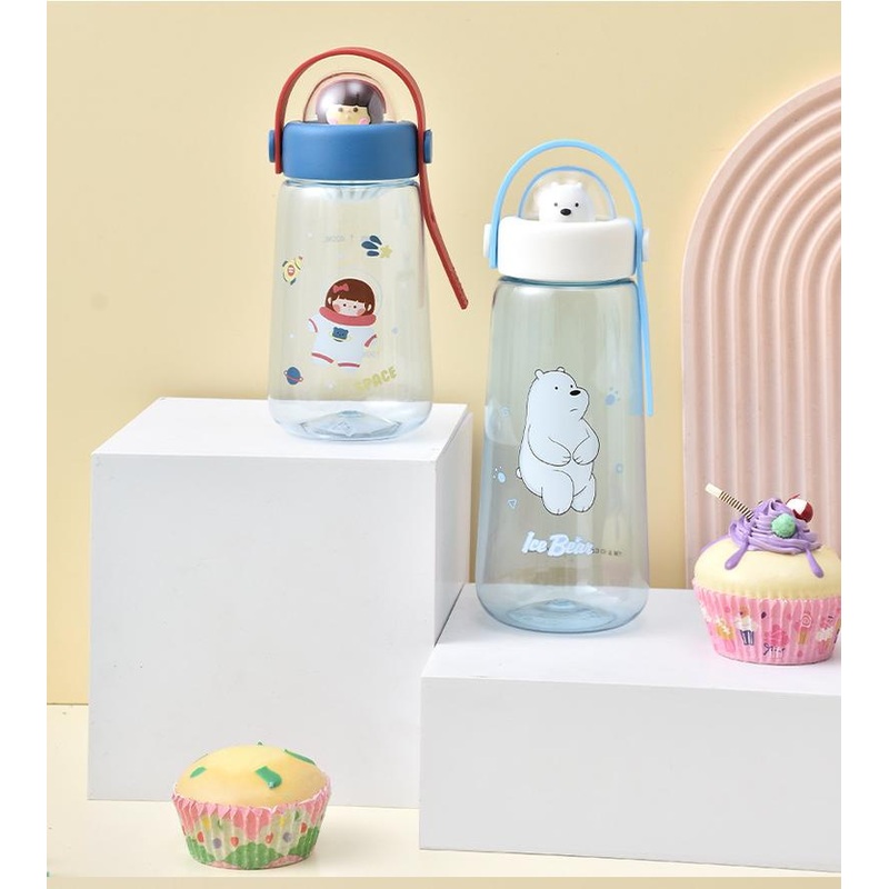 Small Capacity Kids Plastic Water Bottle Cute Bear Plastic Water Bottle with Straw Bounce Cover Drinking Bottle for Kids – 420/600ml Water Bottles and Gym Motivational Water Bottle price