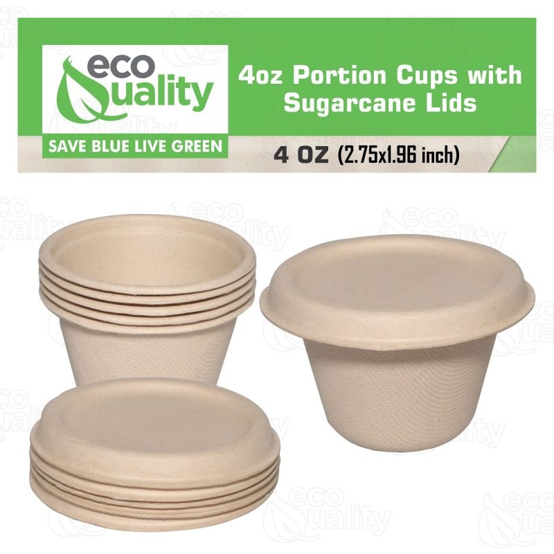 Wholesale Disposable 4 Oz Bagasse Sugarcane Compostable Portion Sauce Cups with Fiber Lids – Bagasse Cups and Bagasse Sauce Cup price