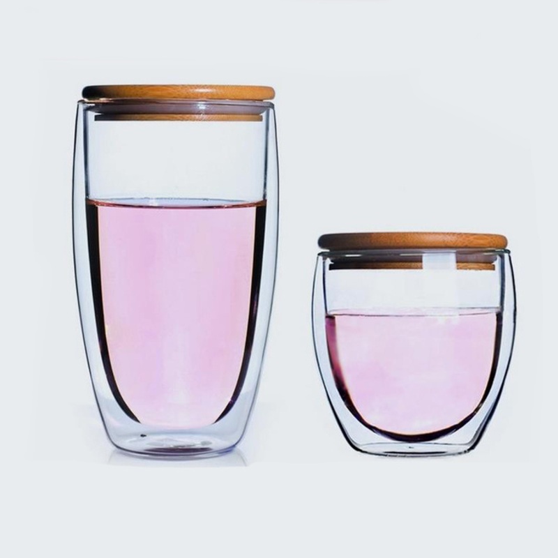 Wholesale Double Wall Glass Water Tumbler Cup with Bamboo Lid – Glass Water Tumbler Cup and Double Wall Glass Cup with Bamboo Lid price