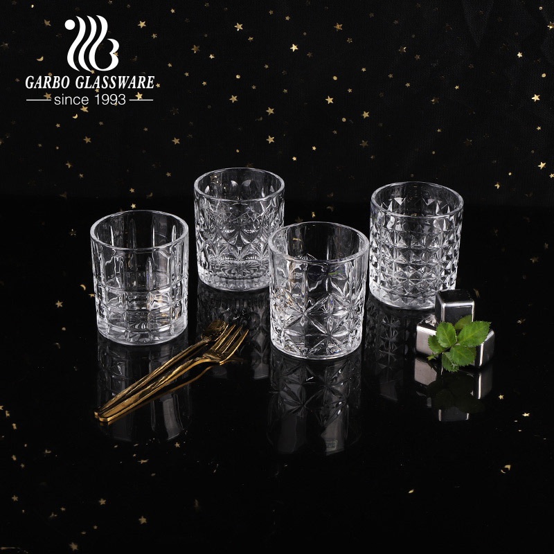 8oz Wholesale Factory Classical Wholesale Factory High-White Mixing Mold Glass Whisky Iced Tea Wine Cup with Engraved Pattern for Bar Home Promotion – Glass Tumbler and Glass Cup price