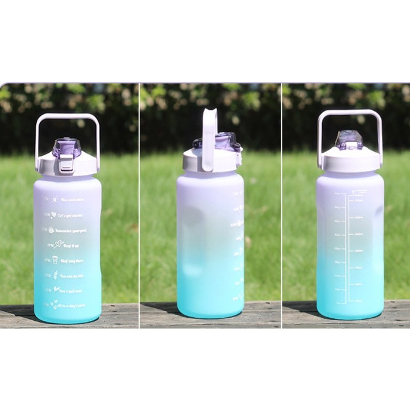 Hot Sale Big Capacity Gradient Color Cute Cartoon BPA Free Water Bottle Portable Gym Travel Plastic Motivational Water Bottle – Water Bottles and Space Water Bottle price