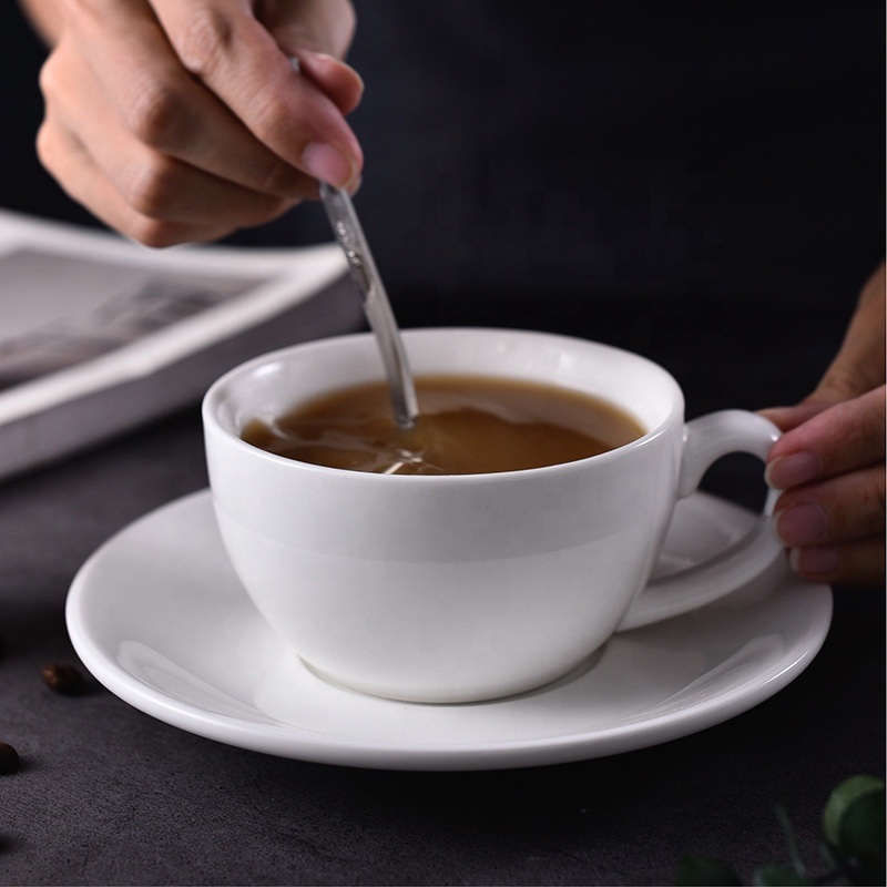 Pure White Creative Simple Ceramic Coffee Cup Saucer Set Ceramic Cup Tableware Household Ceramic Coffee Cup – Ceramic Mug and Mugs Ceramic price
