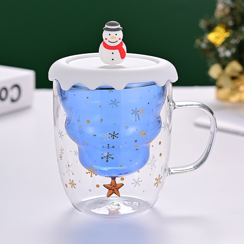 Wholesale Double-Layer Insulated Christmas High Silicate Cover Handle Glass Cups Household – Glass Bottle and Water Glass price