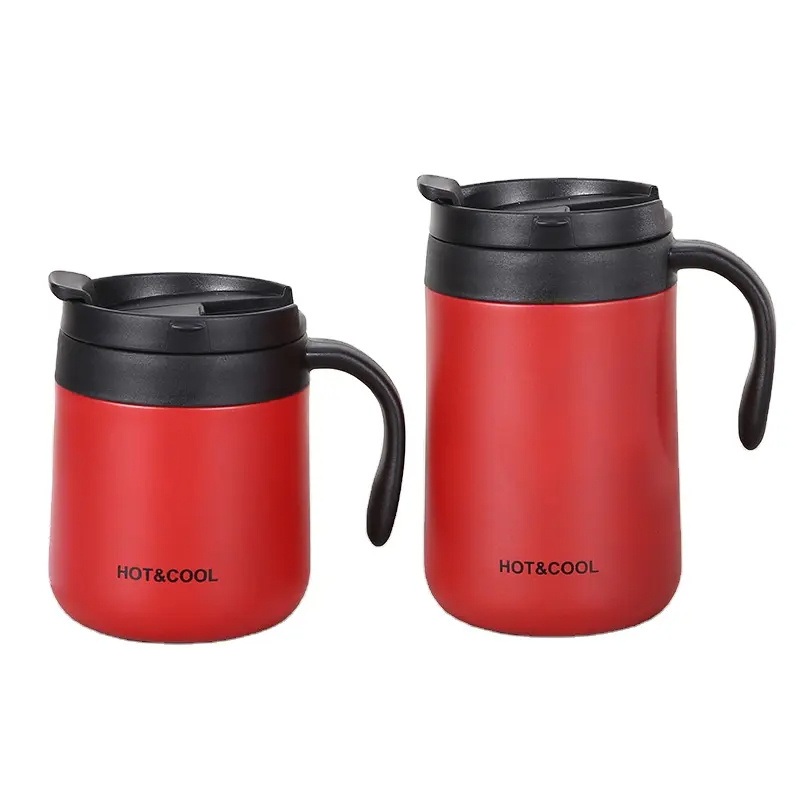 304 Stainless Steel Inner Coffee Cup Office Water Cup Household Double Vacuum Coffee Mug with Handle Lid – Double Wall Vacuum Coffee Mug and Stainless Steel Coffee Mugs price