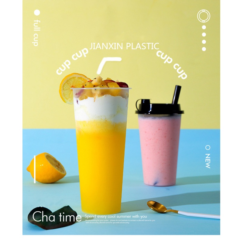 Customized Logo Milk Tea Cup PP High Penetration Injection Frosted Hard Cup with Lid – Plastic Cup and Disposable Cup price