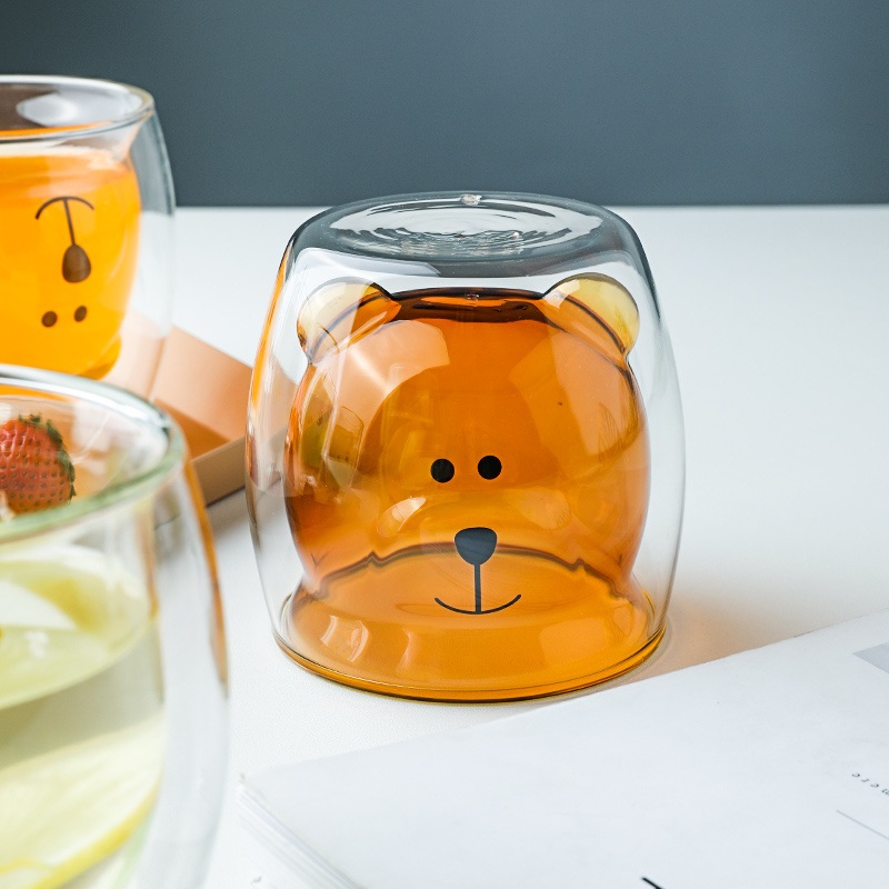 Factory Wholesale Glass Mugs Double Wall Glass Mug Bear Cat Dog Animal Double Layer Glass Mug Coffee Cup – Cartoon Cups and Animal Cups price