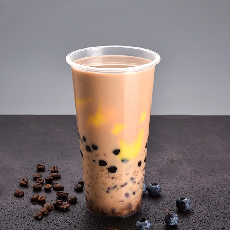 Injection Custom Printing Disposable Plastic Cup PP Bubble Tea Cup with Lids – Bubble Tea Plastic Cup with Lid and Bubble Tea Cups price