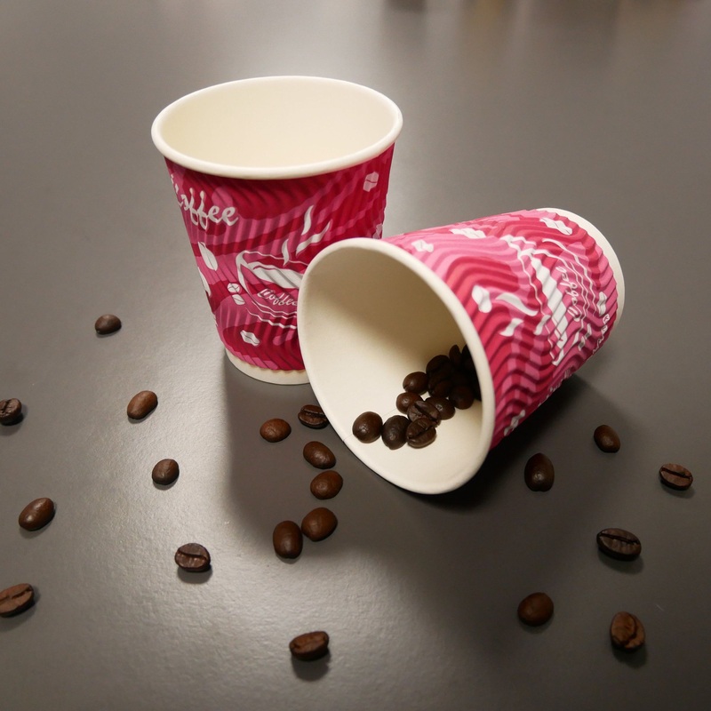 with Lid Custom Logo Printed Cold Drink Ripple Wall Cup – with Lid and Custom Logo price