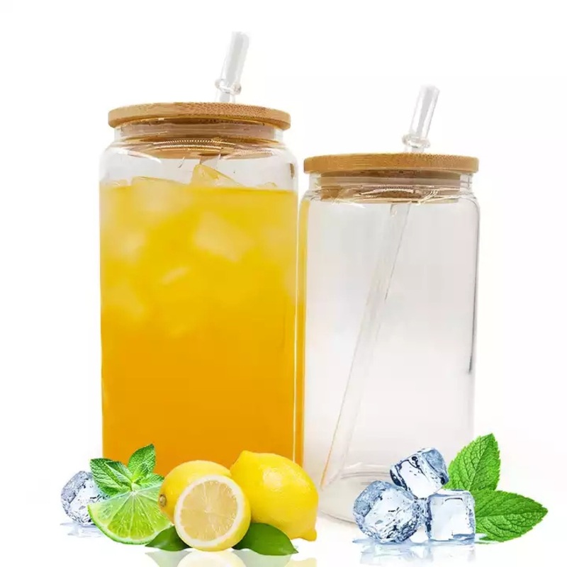 Clear /Frosted Glass Beverage Cup with Lid Cap and Glass Straw – Glass Cup and Glassware price