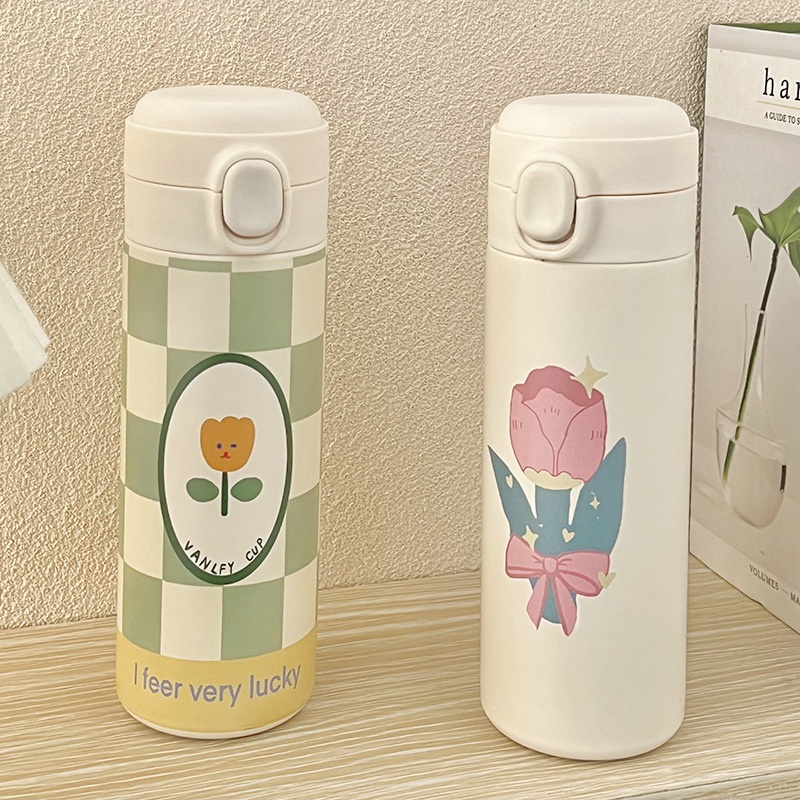 Cute Cartoon Flower Buckle Straw Insulated Cup – Vacuum Flask and Vacuum Cup price