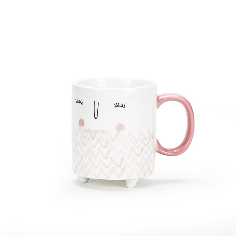 Factory Wholesale Pink Nordic Girl Hand-Painted Simple Fresh Style Cute Ceramic Cup Capacity 300 Ml ODM Style – Ceramic Mug and Mugs Ceramic price
