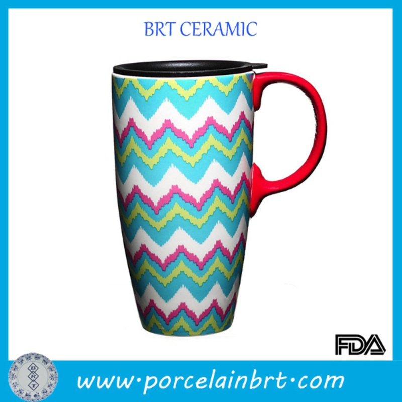 Large-Capacity Wave Printed Ceramic Travel Coffee Mug with a Lid – Coffee Mug and Ceramic Mug price