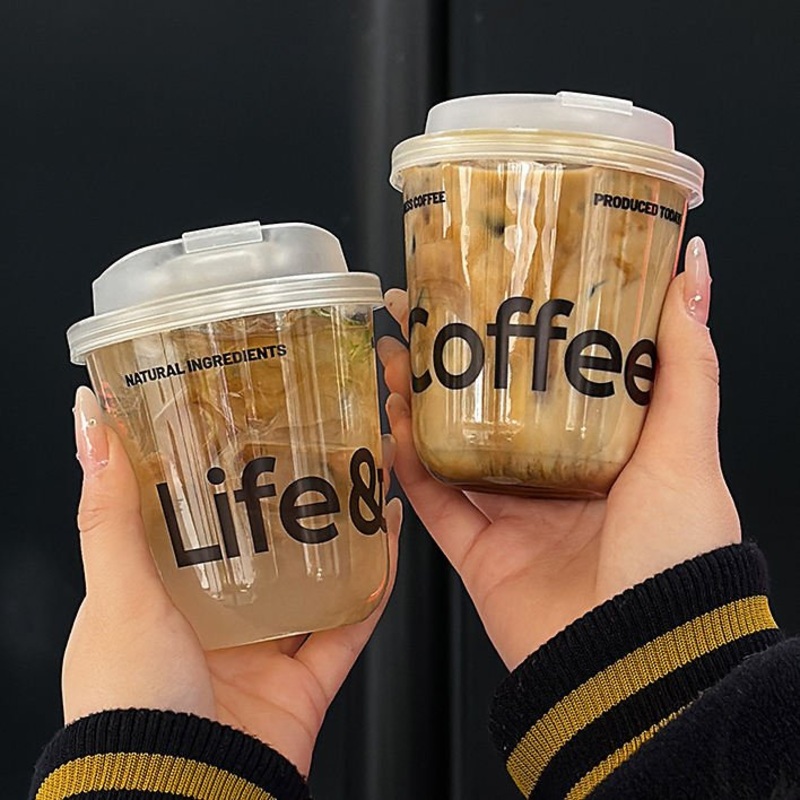 Logo Custom Coffee Cups Disposable Clear Cold Drink Pet Boba Tea Cups Coffee U Shaped Plastic Cups with Lids – Biodegradable Cup and Disposable Cup price