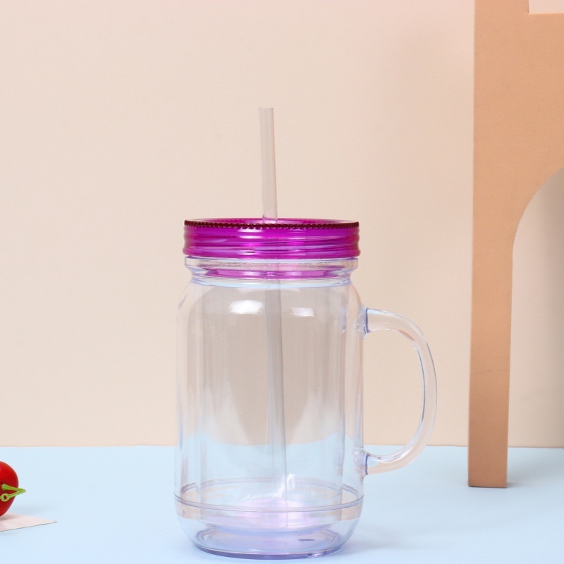 Pre Drilled Snow Globe Mason Jar 20oz Plastic Double-Wall Cup Transparent Clear Mug Cup with Straw – Snow Globe and Mason Jar price