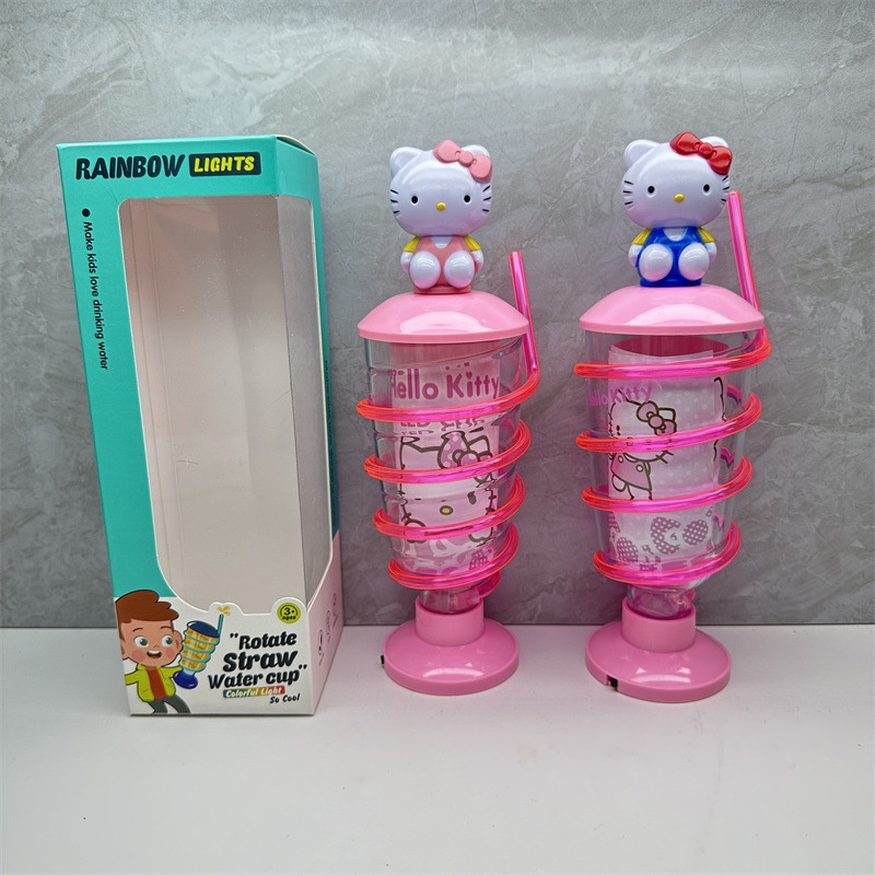 Ruunjoy Creative Hellokitty Straw Cups Cute Cartoon Stitch Plastic Cups for Kids Christmas Gifts Portable Ice Flash Handy Mug Water Bottle – Water Cup and Stitch Cup price