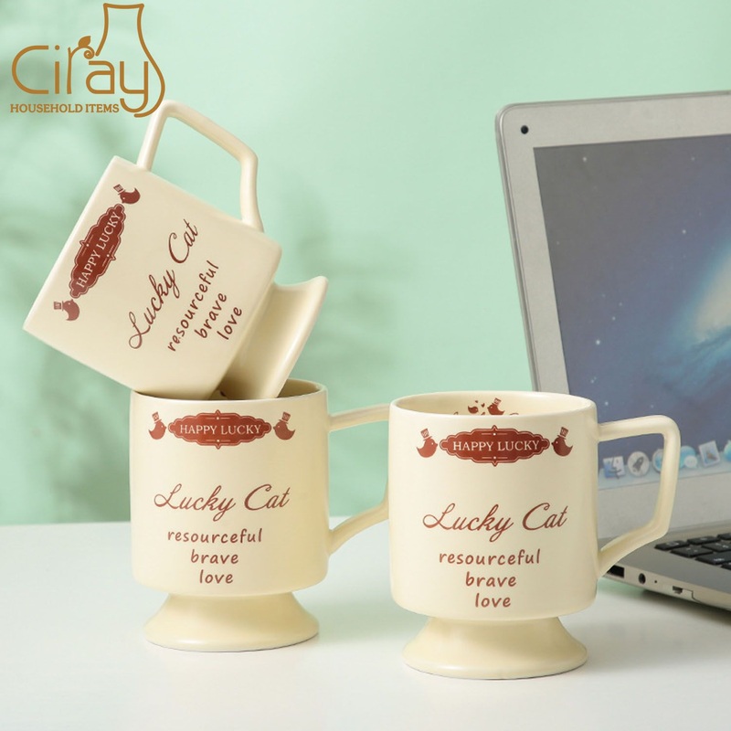 500ml French Style Ceramic Cup Coffee Mug with Goblet Design Small MOQ – Ceramic Cup and Coffee Cup price