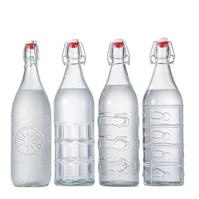 Hot Sale Airtight 1litre 1000ml 750ml 500ml 250ml Swing Top Clip Cap Glass Bottle for Beverages and Water – Glass Fruit Bottle and Glass Water Bottle price