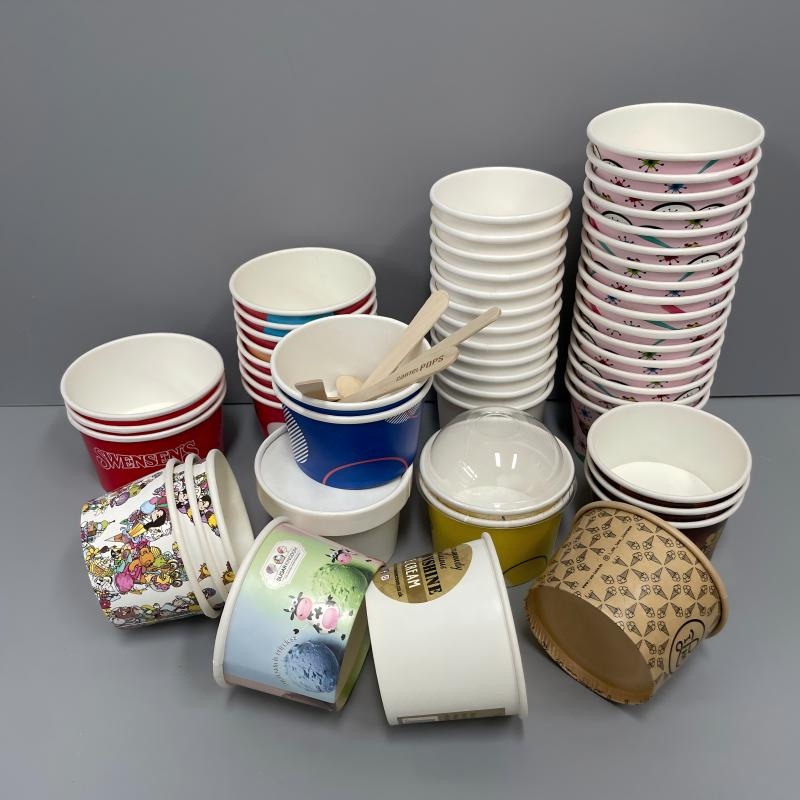 Ice Cream Cups with Paper Lids Brown Paper Sundae Bowl Disposable Kraft Frozen Yogurt Cup – 3oz 5oz 8oz12oz Ice Cream Cup with Lid and Spoon and Ice Cream Sundaes Yogurt Gelato Cup price