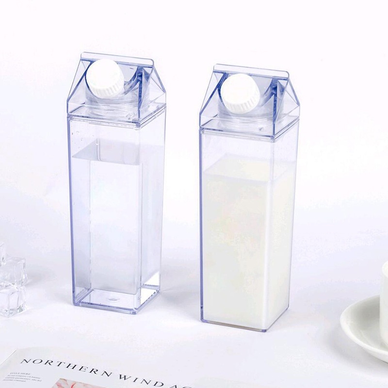 Milk Carton Clear Square Milk Box Tumbler BPA Free Plastic Water Bottle 500ml 1000ml Acrylic Clear Milk Carton Water Bottle – Travel Mug and Water Bottle price