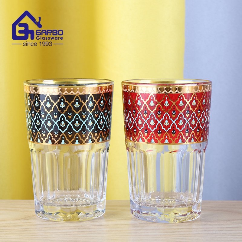 New Decals Middle East Style Glass Tumbler Luxury Style Glass Water Drinking Cup – Glass Cup and Glass Water Cup price
