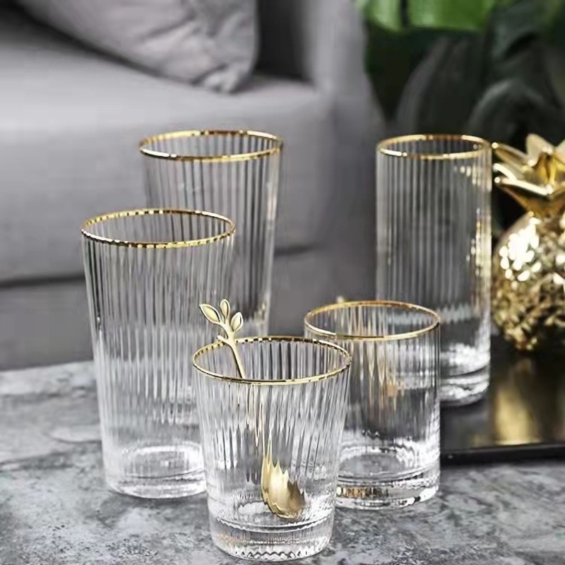 Simple Vertical Stripe Retro Household Juice Cup – Glass Bottle and Water Glass price