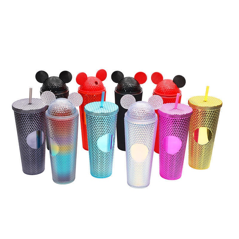 Wholesale 24oz Mouse Ear Mug Double Walled Clear Acrylic Tumbler Ice Coffee Cup Mouse Ear Tumbler with Straw and Lid – Mouse Ear Mug and Acrylic Tumbler price