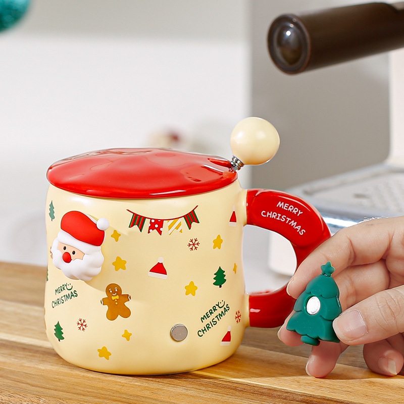 400ml Coffee Mug Ceramic Cup Christmas Cartoon Magnetic Doll Christmas Gift Box Drink Cup with Lid and Spoon – Sublimation Mug and Coffee Cup price