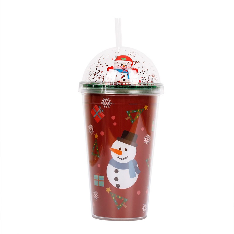 500ml Creative Kids Cup Outdoor Portable Drink Cup for Christmas Double Plastic Water Bottle Santa Claus with Lid and Straw Cups – Hot Sale Cartoon Plastic Tumbler and Creative Cute Tumblers price