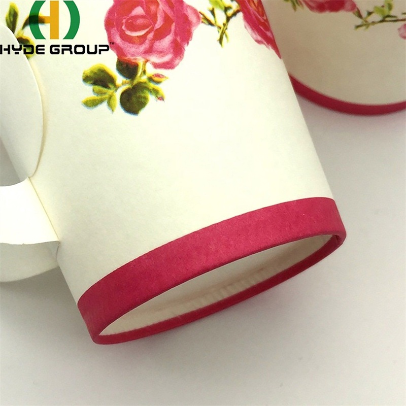 8oz Hot Sale Pink Flower Paper Cup with Insulated Handle – Hot Sale Cup and Pink Flower Cup price