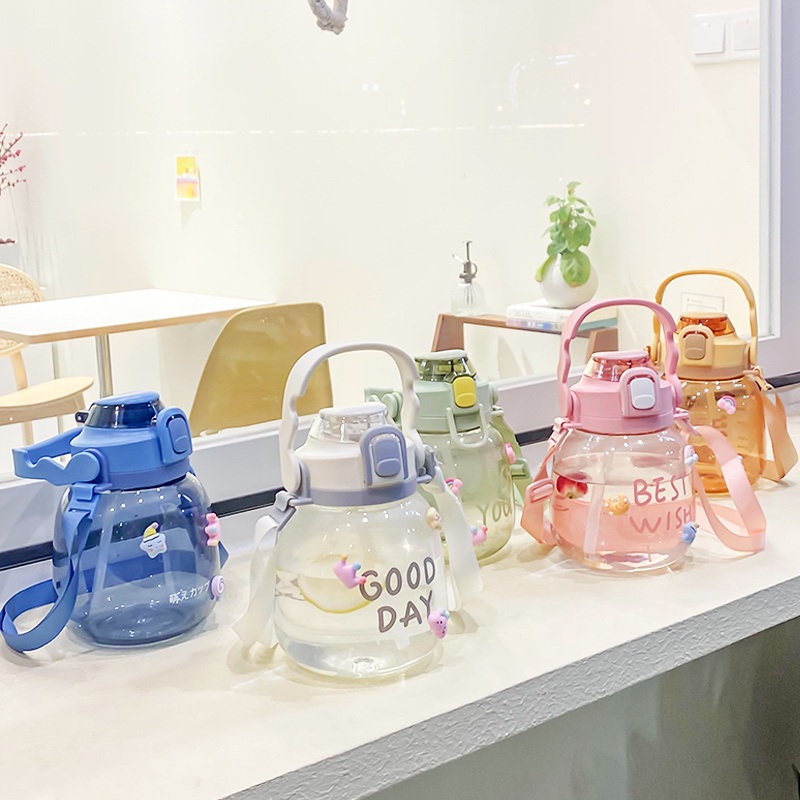 Cute Kids Big Capacity with Sticker Strap Big Belly Fruit Juice Kettle Kawaii Fitness Drinking Cup Sports Water Bottle for Children – Cute Kids Water Bottle and with Sticker Strap Water Bottle price