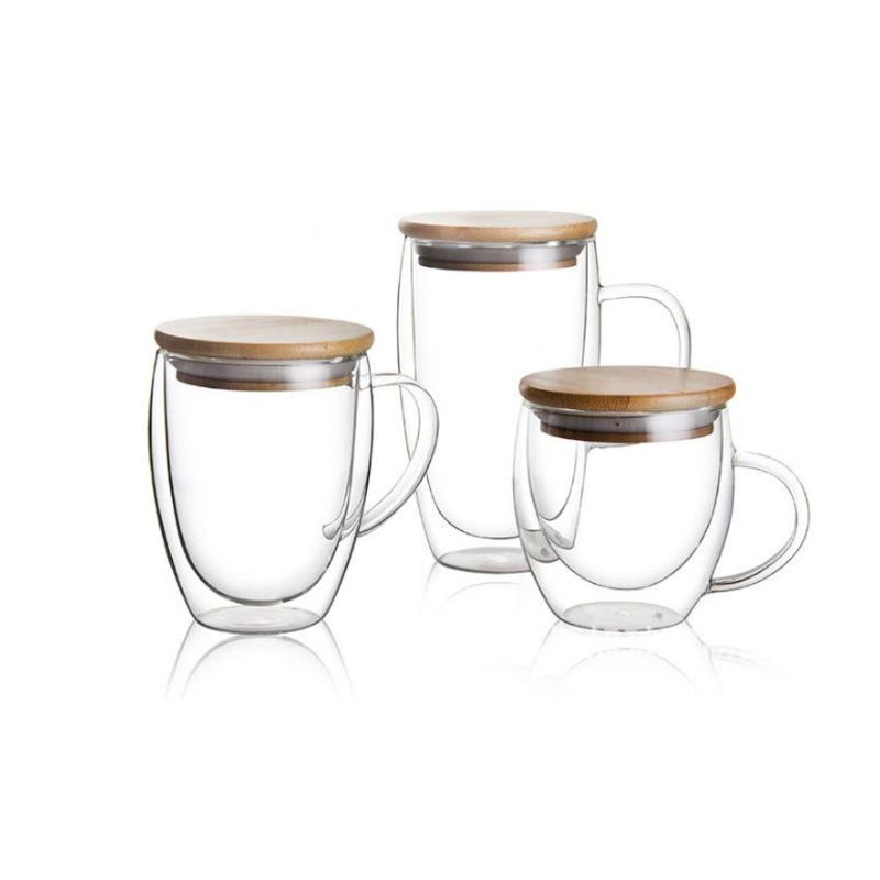 Hot Sale Heat Resisting Borosilicate Clear Glass Double Wall Glass Espresso Coffee Mugs with Bamboo Lid – Glassware and Mug price