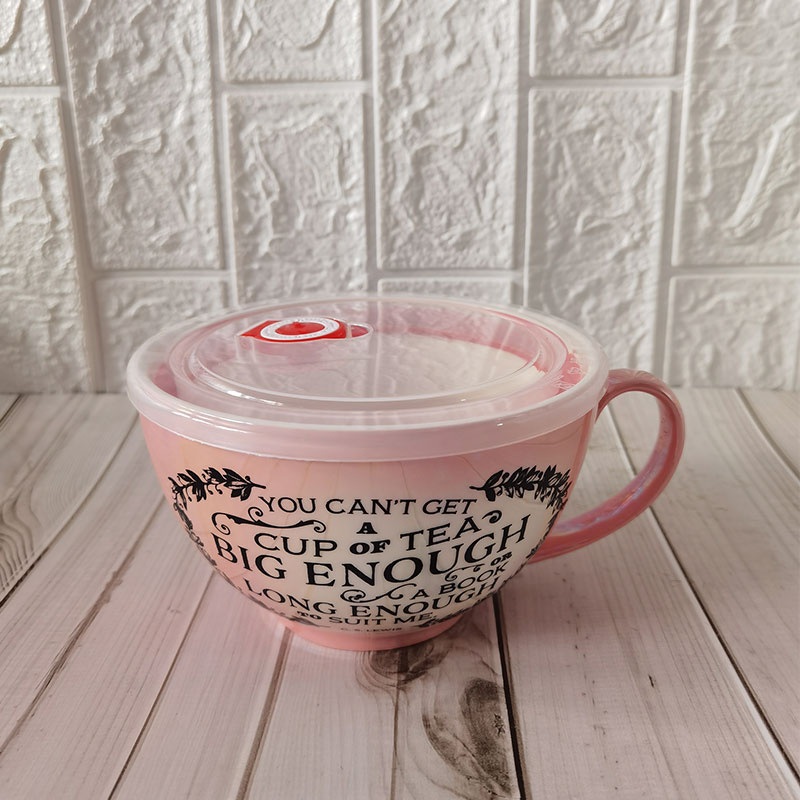 Manufacturing Wholesale Competitive Price High Quality 1L Personalized Ceramic Pink Pearlized Glaze Soup Mugs with Lid – Cup and Dinner Set price