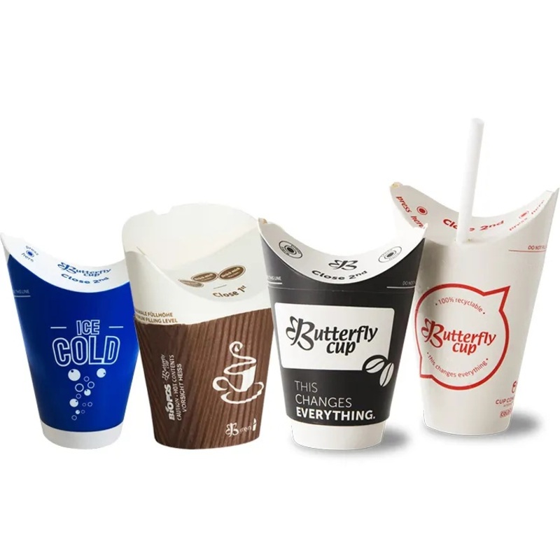 PE PLA Coating Disposable Biodegradable Compostable Custom Logo Printed French Fries Barbecue Butterfly Chips Paper Cup – Chip Box and French Fries Box price