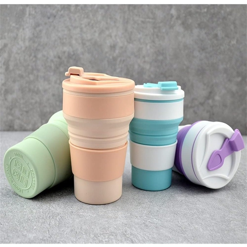 Silicone Folding Water Cup Portable Telescopic Collapsible Coffee Cup with Lid for Outdoor Travel – Coffee Cup and Silicone Cup price