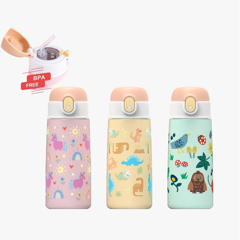 12 Oz Stainless Steel Insulated Liquid Silicone Straw Water Bottle for Kids – Coated Travel Cup with Handl and Stainless Steel Tumbler price