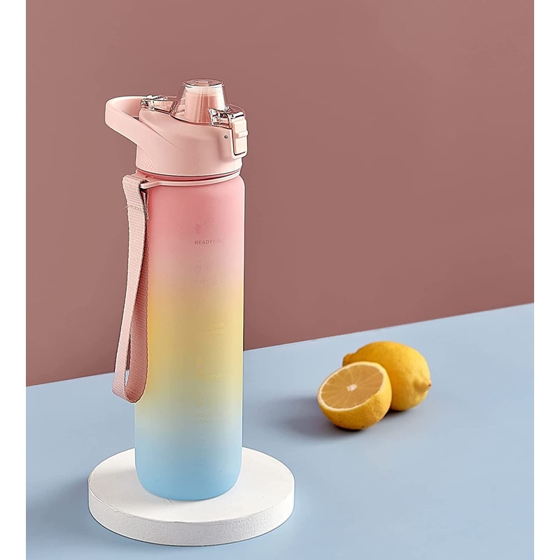 1L Large Capacity Fitness Sports Water Bottle Plastic Tritan Cycling Gradient Color Outdoor Camping Time Marker Water Bottle – Sport Water Bottle and Drinking Bottle price