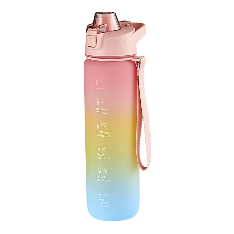 2023 Large Capacity 1100ml BPA Free Sport Plastic Water Bottle Frosted Gradient Color Water Bottle with Time Marker – Sport Water Bottle and Drinking Bottle price