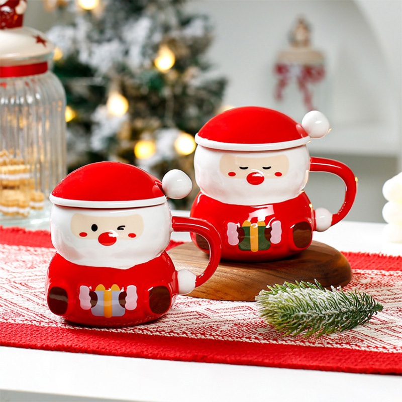 Christmas Ceramic Mug Cup with Lid Spoon Gift Xmas China Wholesale Custom Ceramic Mug with Lid – Ceramic Mug with Lid and Custom Ceramic Mug price