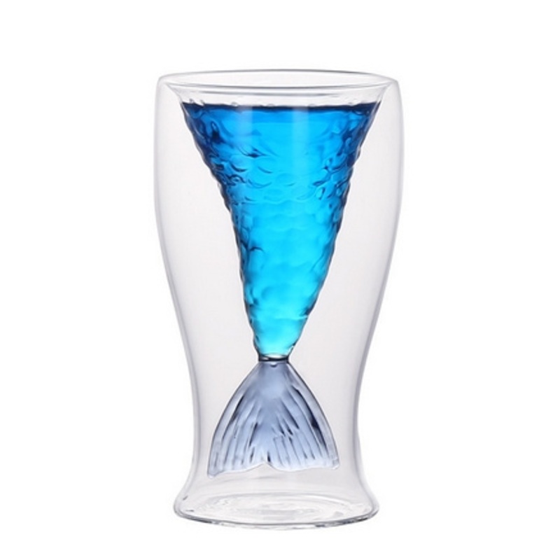 Hot Sell Custom Double Wall High Borosilicate Glass Beauty Fishtail Cup Mug Beer Glass – Glassware and Cup price