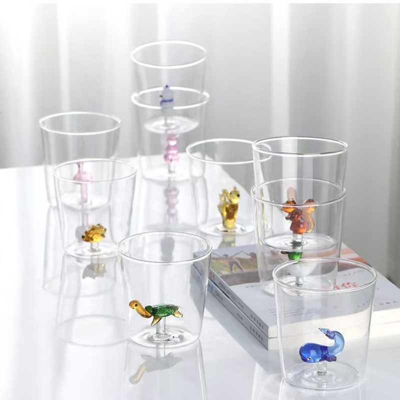 OEM Coffee Mug Borosilicate Glass Cute Animal Inside Cup Cartoon Figurine Tea Cup Without Handle – Glass Cup and Tea Cup price