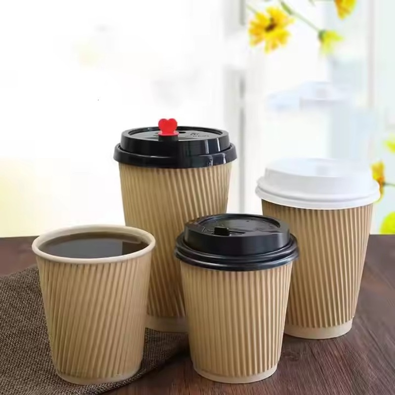 Paper Cups 8oz12oz Biodegradable Corrugated Cup with Paper Lid Coffee Cup Paper – Disposable Paper Cup and Coffee Cup price