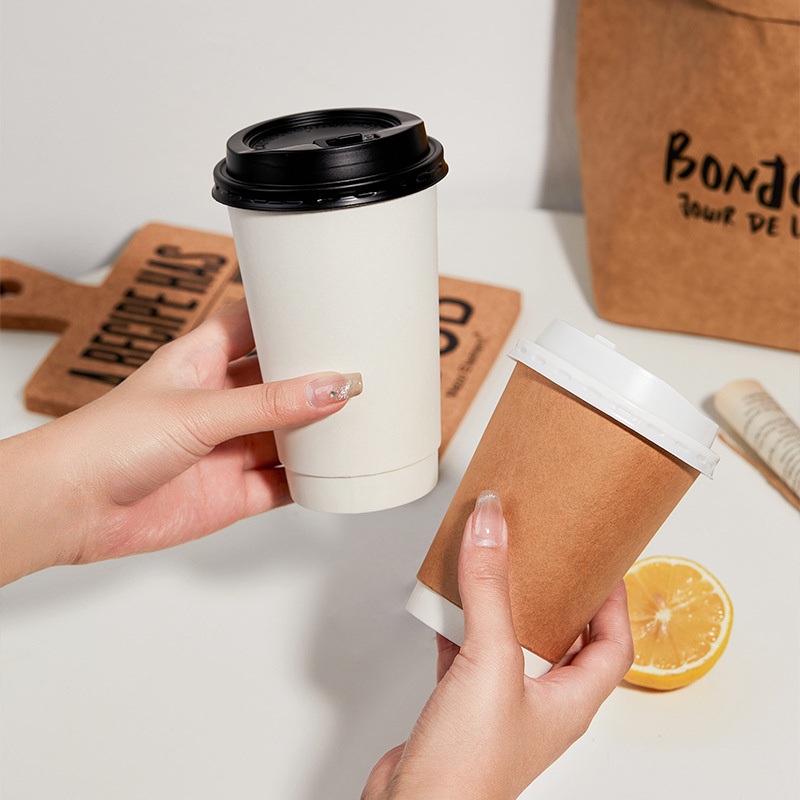 Wholesale Reinforced Leak-Proof Disposable Kraft Paper Coffee Cup with Lid – Kraft Paper Coffee Cup and Cup with Lid price