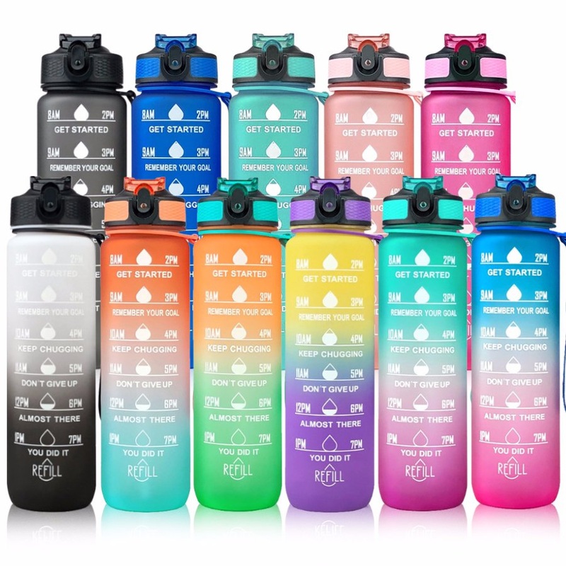 Workout Sport Custom Logo Insulated Straw Strainer Tritan 1L Plastic Motivational Water Bottles with Time Marker – Water Bottle and Vacuum Cup price