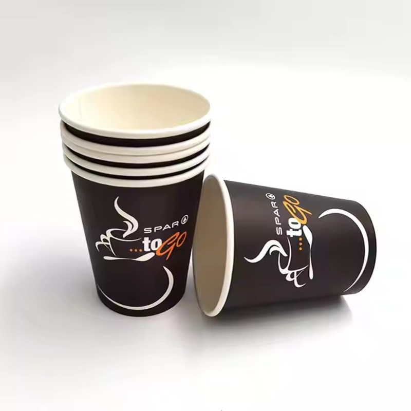 Custom Logo Printed 8oz 4oz Black Cups Single Wall Takeaway Disposable Paper Coffee Cup – Disposable Cups and Paper Cups price