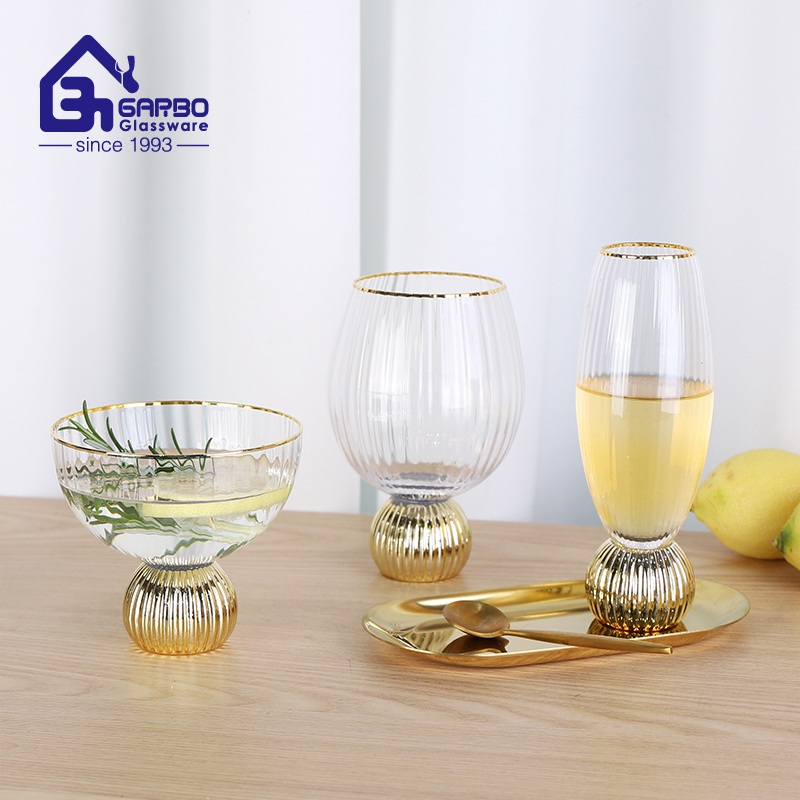 Europe Gift Order 17oz Handmade Elegant Gold Gin Cocktail Glasses Handmade Glass Cup Bar Glass Colored Glassware – Gin Cocktail Glasses Cup and Golden Glass Cup price
