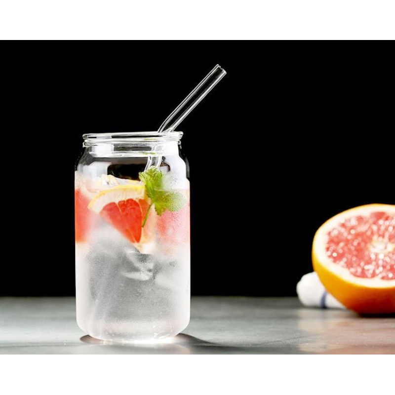 Can Shaped Beer Glass Cups with Bamboo Lid and Glass Straw Beer Can Glass for Iced Coffee, Soda, Cola – Glass Cup and Glass Straw Cup price