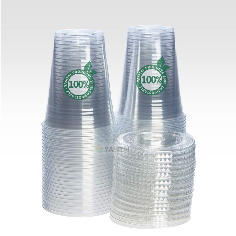 Compostable Bio PLA Clear Disposable Cups Drinking Coffee Milk Tea Cup Biodegradable – PLA Custom Cup and Sauce PLA Cup price